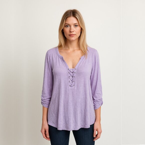 White House Black Market Tops - 2/$30 White House Black Market Lace-up Popover Top Lavender Medium #9999